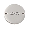 Tarnish Resistant 304 Stainless Steel Links connectors, Flat Round with Infinity, Stainless Steel Color, 12x1mm, Hole: 1.2mm