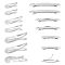 60Pcs 6 Style Iron Hair Barrette and Snap Hair Clip Findings French Hair Clip Findings, for Bowknot, Hair Accessories, Platinum, 31~97.5x10~15mm, 10pcs/style