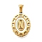 Golden 304 Stainless Steel Pendants, with Shell, Hollow Oval with Heart, Letter N, 23x16.5x2mm, Hole: 5.5x3mm