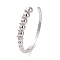 Brass Micro Pave Clear Cubic Zirconia Cuff Bangle, Open Bangle for Women, Round, Platinum, Inner Diameter: 2-3/8x2-1/8 inch(6x5.3cm)