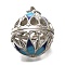 Rack Plating Brass Enamel Bead Cage Pendants, Cadmium Free & Lead Free, Long-Lasting Plated, Pig Nose, Platinum, 22.5x17.5x20.5mm
