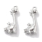 Brass Micro Pave Clear Cubic Zirconia Pendants, Dinosaur Charms, Real Platinum Plated, 18x10.5x5mm, Hole: 1.2mm