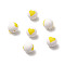 Handmade Polymer Clay Beads, Round with Heart Pattern, Yellow, 8mm, Hole: 1.5mm