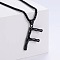 Stylish Stainless Steel Initial Pendant Necklaces, Black, Letter F