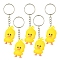 Plastic Keychain, with Iron Findings, Duck, Yellow, 8.6cm, 5pcs/set