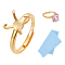 1Pc Adjustable 925 Silver Ring Adjustable Ring Findings, Engagement Solitaire Ring Setting Prong Ring Settings, 1Pc Suede Fabric Square Silver Polishing Cloth, Golden, Pattern: 12x8mm, Inner Diameter: 19mm