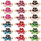 48pcs 6 Colors Alloy Enamel Connector Charms, Tortoise Links with Crystal Rhinestone, Light Gold, Cadmium Free & Nickel Free & Lead Free, Mixed Color, 23x12x3mm, Hole: 1.5mm, 8pcs/color