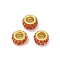 Alloy Rhinestone Clay Pave Beads, Rondelle, Coral, 11.5x6.5mm, Hole: 5mm