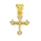 Rack Plating Brass Micro Pave Cubic Zirconia Charms, Long-Lasting Plated, Lead Free & Cadmium Free, Cross, Real 18K Gold Plated, 14x11x2.5mm, Hole: 4mm