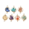 7Pcs 7 Styles Chakra Natural & Synthetic Mixed Gemstone Chip Beaded Links, with Brass Ring Frame, Golden, 18x12x6~11mm, Hole: 1.6mm and 2mm, 1pc/style