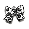 Acrylic Pendants, Bowknot, with Enamel & Loop, Black, 36~36.5x43.5~44.5x8.5~9.5mm, Hole: 2.5mm