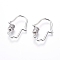 Brass Micro Pave Cubic Zirconia Screw Carabiner Lock Charms, for Necklaces Making, Clear, Hamsa Hand/Hand of Fatima /Hand of Miriam, Platinum, 32x24x2mm