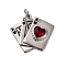 Brass Micro Pave Cubic Zirconia Pendants, Playing Cards, with Jump Ring, Long-Lasting Plated, Cadmium Free & Lead Free, Rack Plating, Platinum, 22x23.5x4.5mm, Hole: 3mm