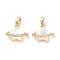 Brass Micro Pave Clear Cubic Zirconia Pendants, with Shell, Star Charm, Real 18K Gold Plated, 12x14.5x7.5mm, Hole: 4.5x2.5mm