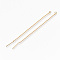 Brass Stud Earring Findings, Ear Thread, with Loop, Nickel Free, Real 18K Gold Plated, 80~85x0.8mm, Hole: 1.8mm, Pin: 0.7mm