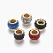 Handmade Polymer Clay European Beads, Large Hole Beads, with Brass Core, Flat Round, Golden, Mixed Color, 11.5x7mm, Hole: 5mm