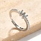 S925 Sterling Silver Adjustable Letter Rings for Women, with Micro Pave Cubic Zirconia, Letter V, 2mm,US Size 5 1/2(16.1mm), Letter: 5x7mm