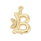 Brass Crystal Rhinestone Letter Links Connector Charms, Real 18K Gold Plated, Letter B, 18x11.5x4mm,  Hole: 1.2mm and 1.5mm