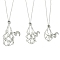 9Pcs 3 Styles Brass Macrame Pouch Braided Gemstone Holder Pendant Necklace Making, with 304 Stainless Steel Sun Moon Charms, Platinum, 10.24~16.93 inch(26~43cm), 3pc/style