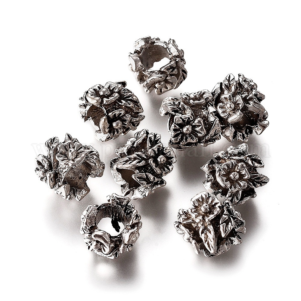 20 Antique Silver Tibetan Skull Alloy Beads - Large Hole 12x8mm, 4mm Hole For Jewelry Making