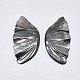 ブラックリップシェルカボション  彫刻された蝶の羽  ブラック  39~40x20~21x1.5~2.5mm(左右[1]セット) SSHEL-S264-064-2
