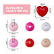 HOBBIESAY 350Pcs 6 Colors 8mm Round Beads with Red Heart Beads Acrylic Red Pink White Opaque Spacer Beads Heart Shaped Mixed Color Ball Charms for DIY Crafting Earrings Necklaces MACR-HY0001-01-2