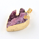 Fish Dyed Natural Druzy Agate Fish Pendants G-R275-108-2
