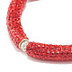 Bling strass en pâte polymère tube incurvé perles bracelet extensible pour les femmes BJEW-JB07490-10