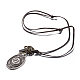 Croix ajustable pour hommes et 1978 pendentif en alliage de zinc et colliers lariat en cuir NJEW-BB16021-1