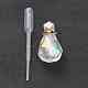 エンジェルオーラクォーツ  多面カット  電気メッキ天然水晶香水瓶ペンダント  ゴールデントーンのステンレス鋼のパーツとプラスチックスポイト付き  ABカラーメッキ  35.5mm  穴：1.8mm G-A184-05-2