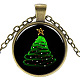 Weihnachtsthema Glas Anhänger Halsketten NJEW-J056-B966-AB-1