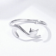 925 серебряное кольцо-манжета с родиевым покрытием на палец RJEW-FF0009-01P-4