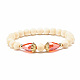 Bracelet extensible en perles rondes en bois naturel avec verre en forme de larme BJEW-JB07822-4