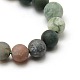 Frosted Natural Indian Agate Round Bead Strands G-M063-4mm-01-2