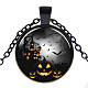 Halloween Theme Glass Pendant Necklaces NJEW-J057-B945-B-1