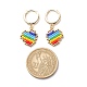 Rainbow Color Japanese Seed Braided Heart Dangle Hoop Earrings EJEW-MZ00004-5