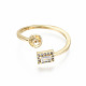 Brass Micro Pave Clear Cubic Zirconia Peg Bails Cuff Finger Ring Settings KK-S360-011-NF-3