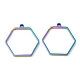 304 pendentifs hexagonaux à lunette arrière ouverte en acier inoxydable STAS-Z040-12RC-1