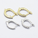 Brass Micro Pave Cubic Zirconia Hoop Earring Findings with Latch Back Closure KK-K220-08-1