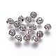 Tibetan Style Alloy Round Carved Flower Beads TIBEB-2543-AS-RS-1
