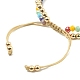 Bracelet à breloques en émail cœur et marguerite avec perle de coquillage BJEW-TA00383-4