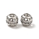 Hollow Brass Micro Pave Clear Cubic Zirconia European Style Beads KK-E068-VB485-2