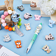 SUNNYCLUE 12PCS 6 Styles Animal Silicone Beads Focal Beads Bulk 3D Cute Animals Cartoon Animal Cow Bunny Chunky Rubber Soft Loose Spacer Bead for Keychain Pen Making Kit Beading Bracelet Craft SIL-SC0001-49-4