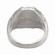 メンズチタンスチールフィンガー指輪  陰陽リング  エナメル  ゴシップ  アンティークシルバー  サイズ11  内径：21.3mm  リング面：15x15mm STAS-H102-AS-11-3