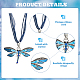 FIBLOOM 6Pcs 6 Colors Alloy Enamel Butterfly Pendant Necklaces Set with Rhinestone NJEW-FI0001-06-3