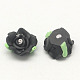 Handmade Polymer Clay 3D Flower with Leaf Beads CLAY-Q202-15mm-03-1