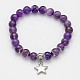 Pierre perles bracelets breloque étoiles stretch mélange naturel BJEW-JB01981-2
