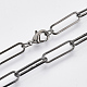 Brass Flat Oval Paperclip Chain Necklace Making MAK-S072-07B-B-1