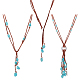 Anattasoul 3 pièces 3 style ethnique turquoise naturel puces et alliage lariat colliers pour les femmes NJEW-AN0001-58-1