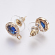 Faceted Glass Stud Earring Findings GLAA-F084-B-3